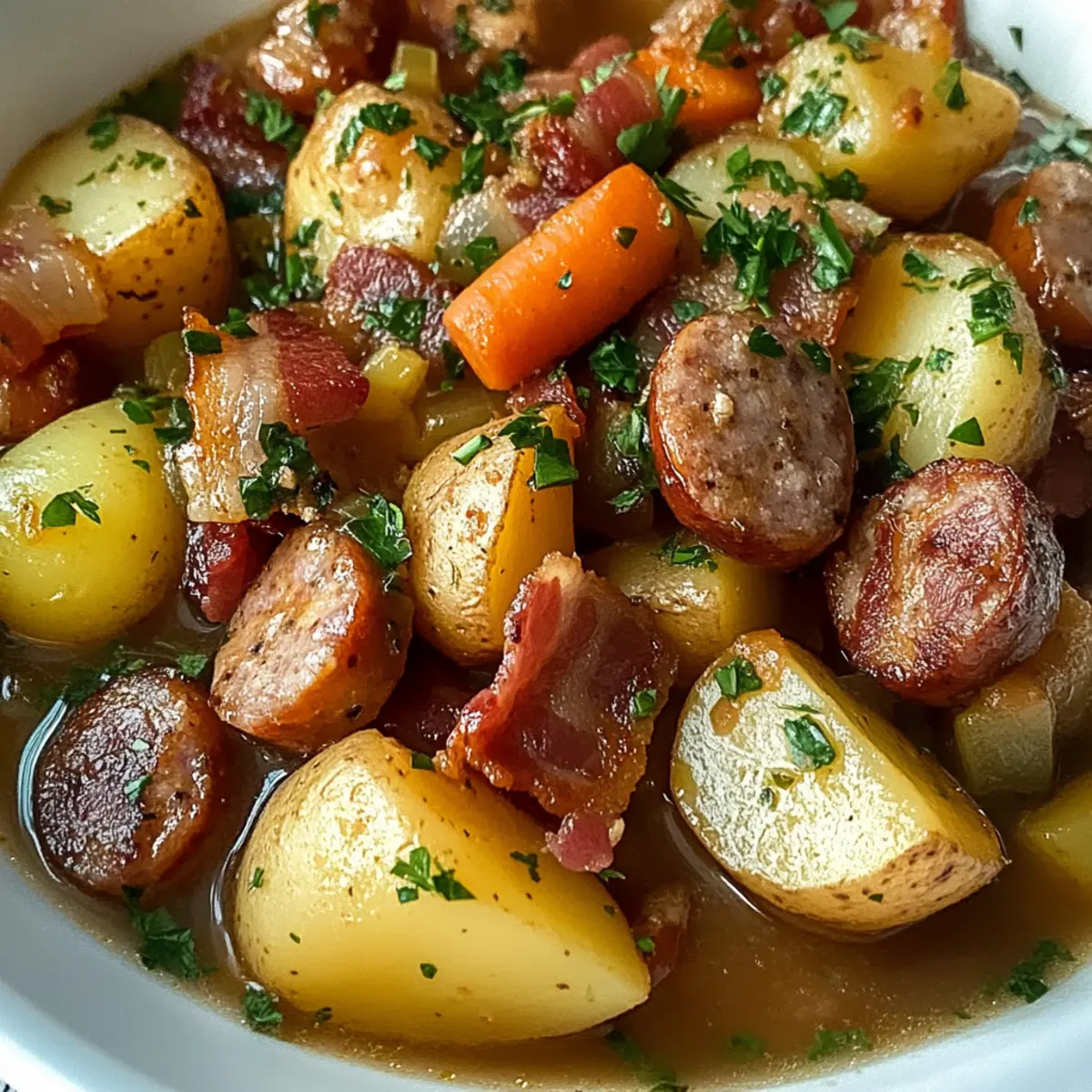 Langsame Kochplatte Irische Dublin Coddle für Gemütlichkeit