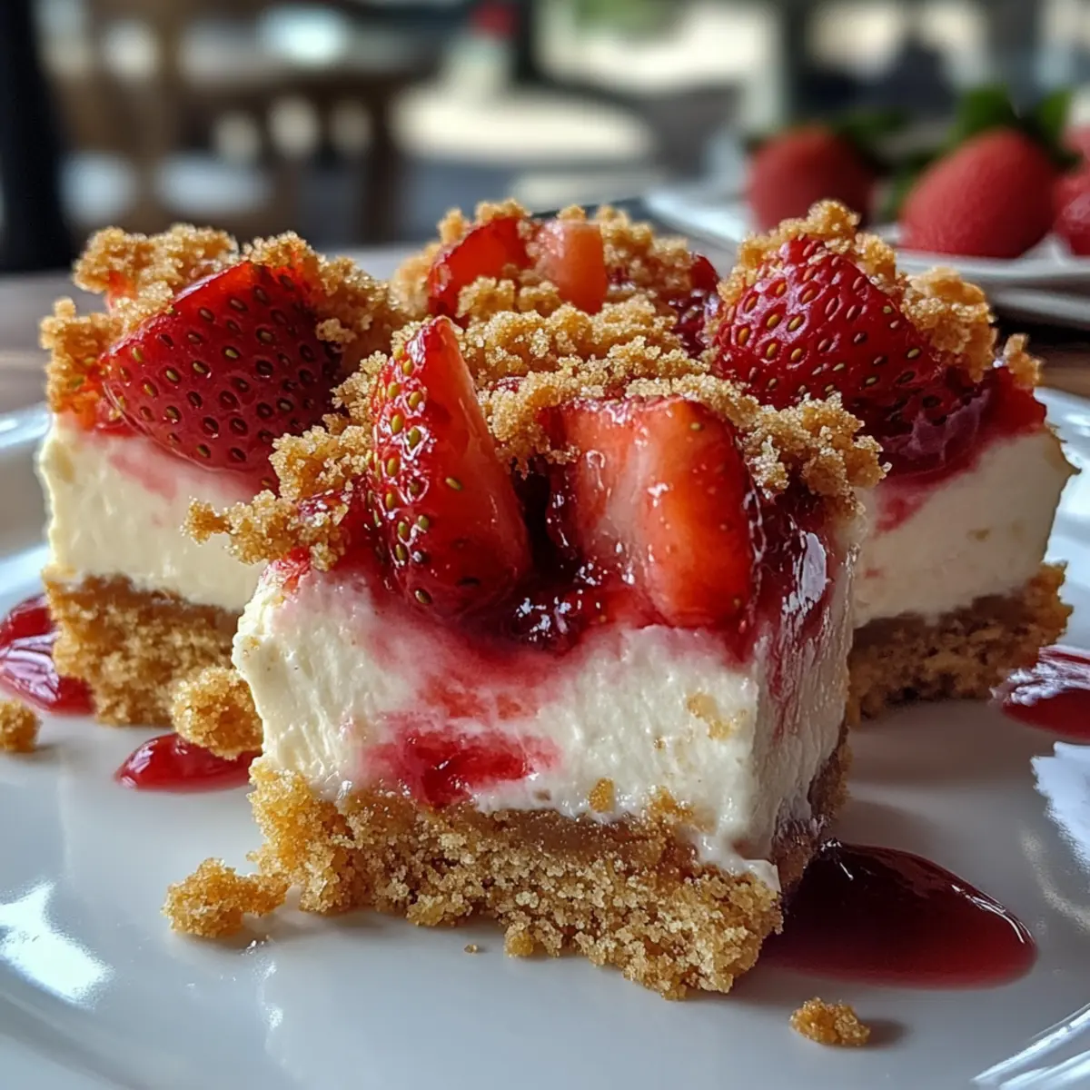 Erdbeer-Crunch-Käsekuchen-Bissen ohne Backen