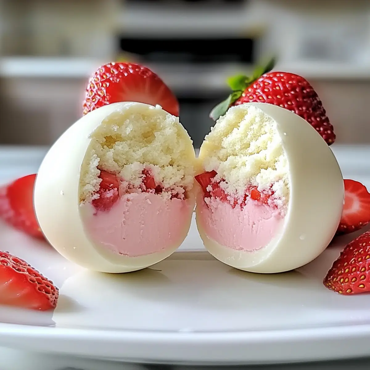 Erdbeer-Sahne-Oster-Ei-Bomben für den Frühling
