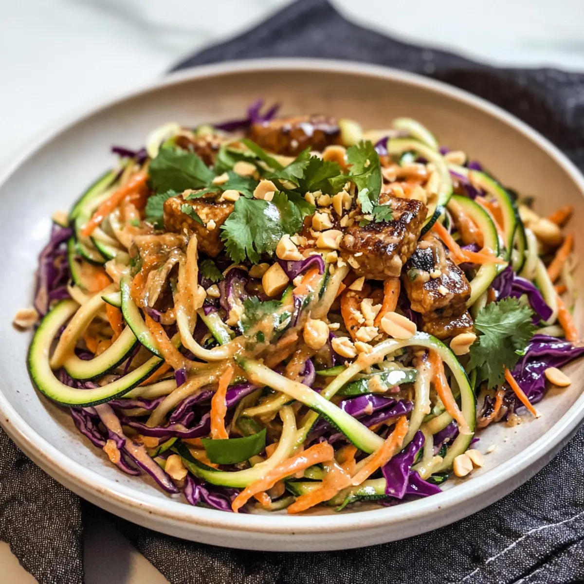 Zucchini-Nudelsalat mit Erdnusssauce schnell und gesund
