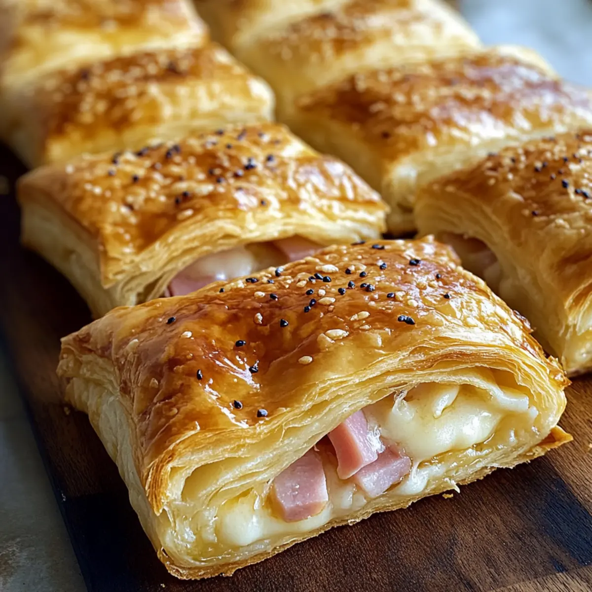 Blätterteig gefüllt mit Schinken und Käse für Genießer