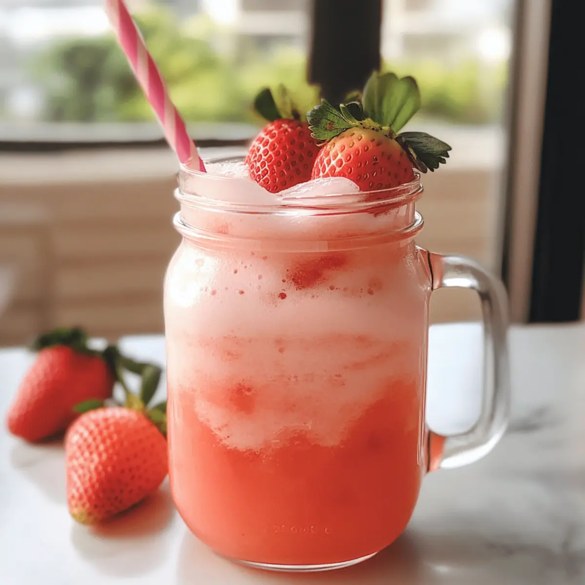 Kokosnuss Erdbeer Erfrischer für heiße Tage