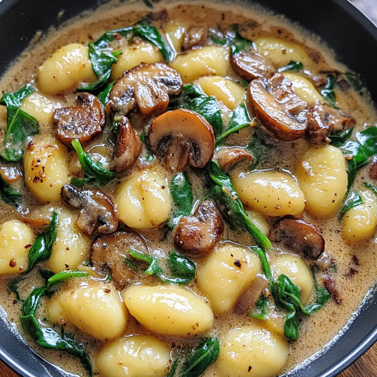 Cremige Spinat- und Pilzgnocchi in nur 20 Minuten