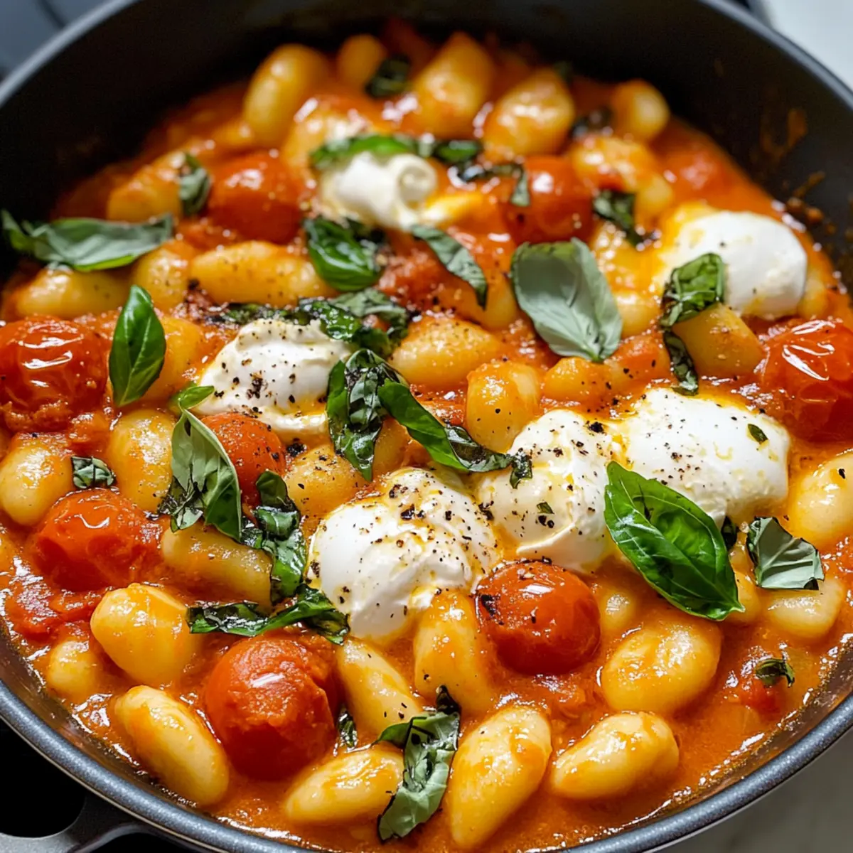Cremige Tomaten-Gnocchi mit Burrata in 30 Minuten