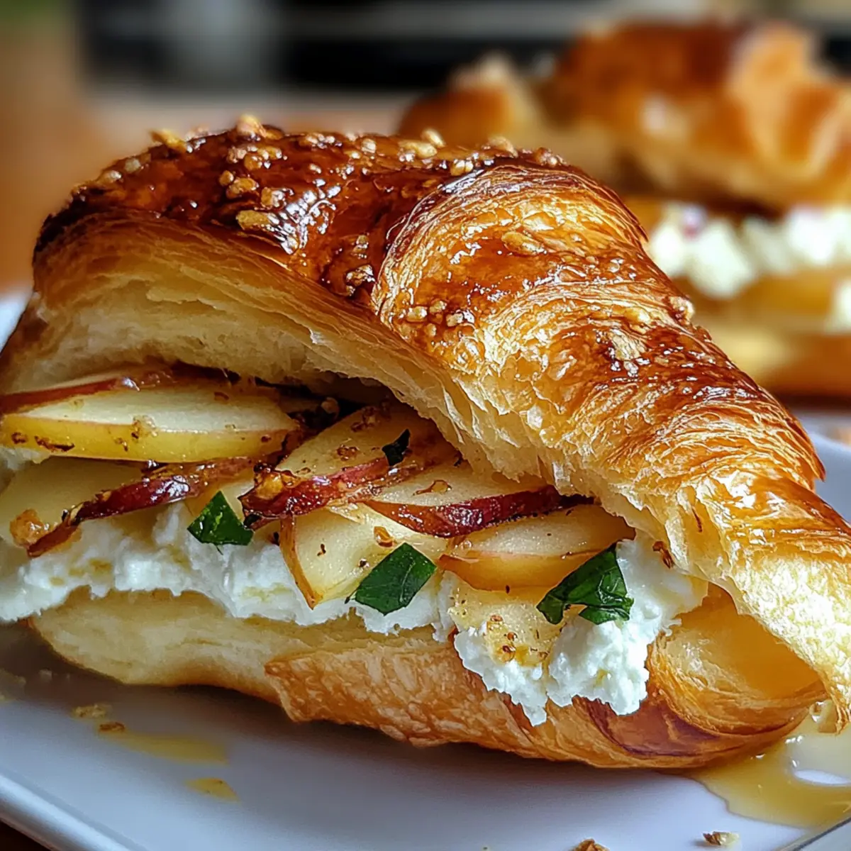 Croissant-Sandwich mit Apfel und Ziegenkäse lecker und schnell