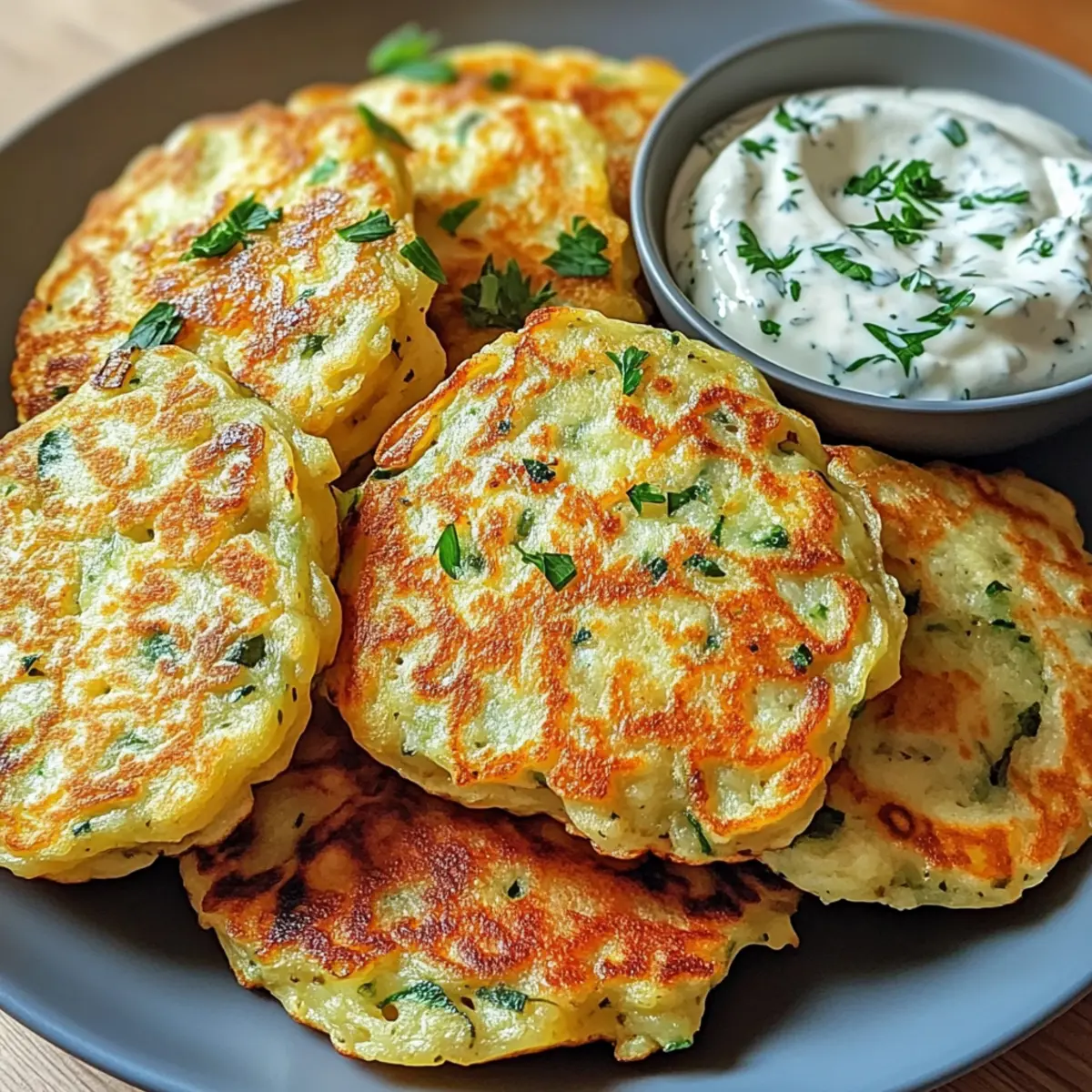 Gemüsepfannkuchen mit Kräuterdip: Einfach und Lecker