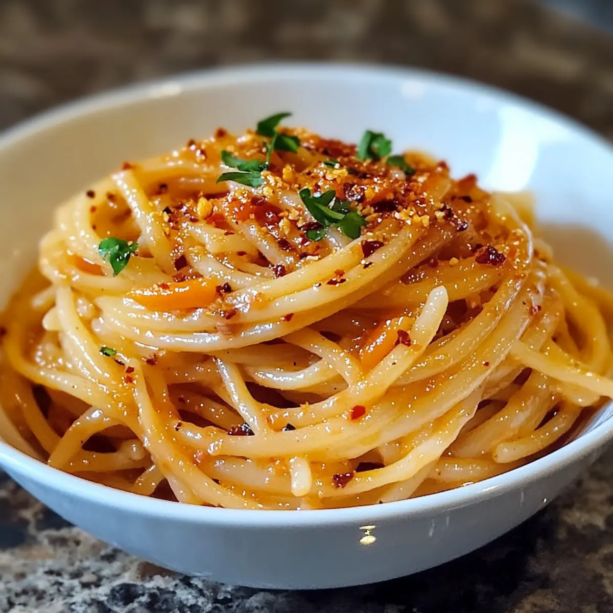 Karottenzwiebel-Pasta mit Chiliöl für jeden Tag