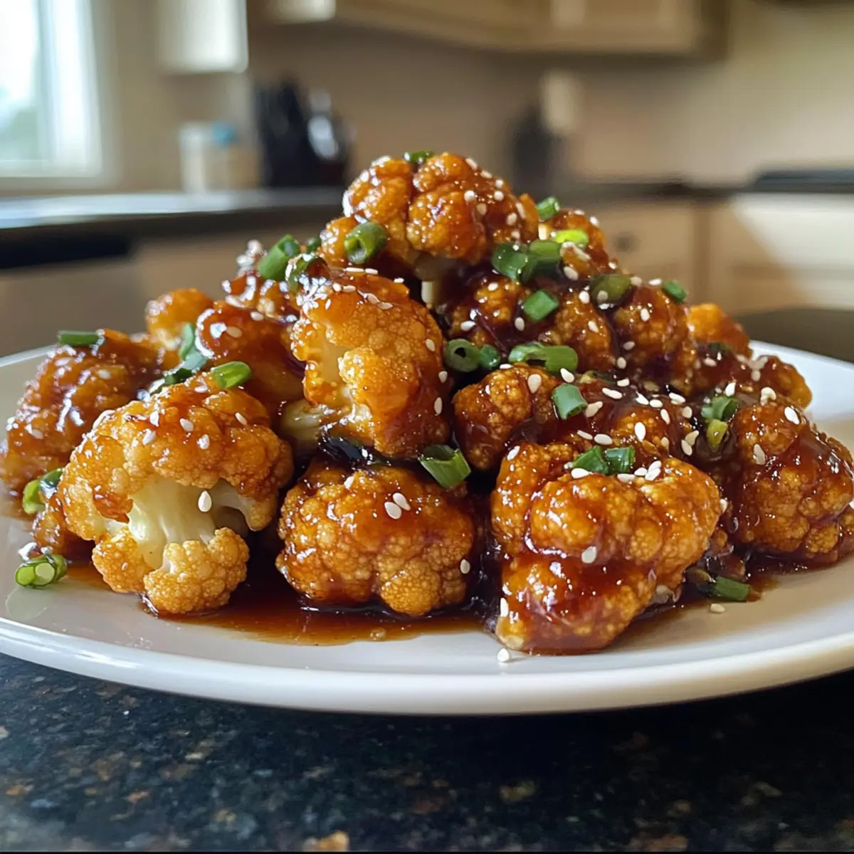 Klebriger Blumenkohl mit Honig und Knoblauch Glücksrezept