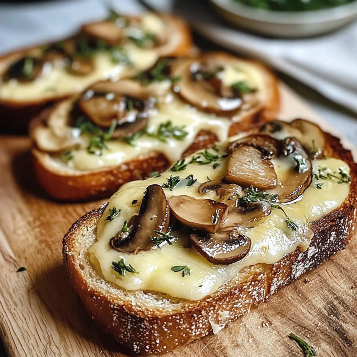 Knusprige Käse-Champignon-Knoblauch-Toasts genießen