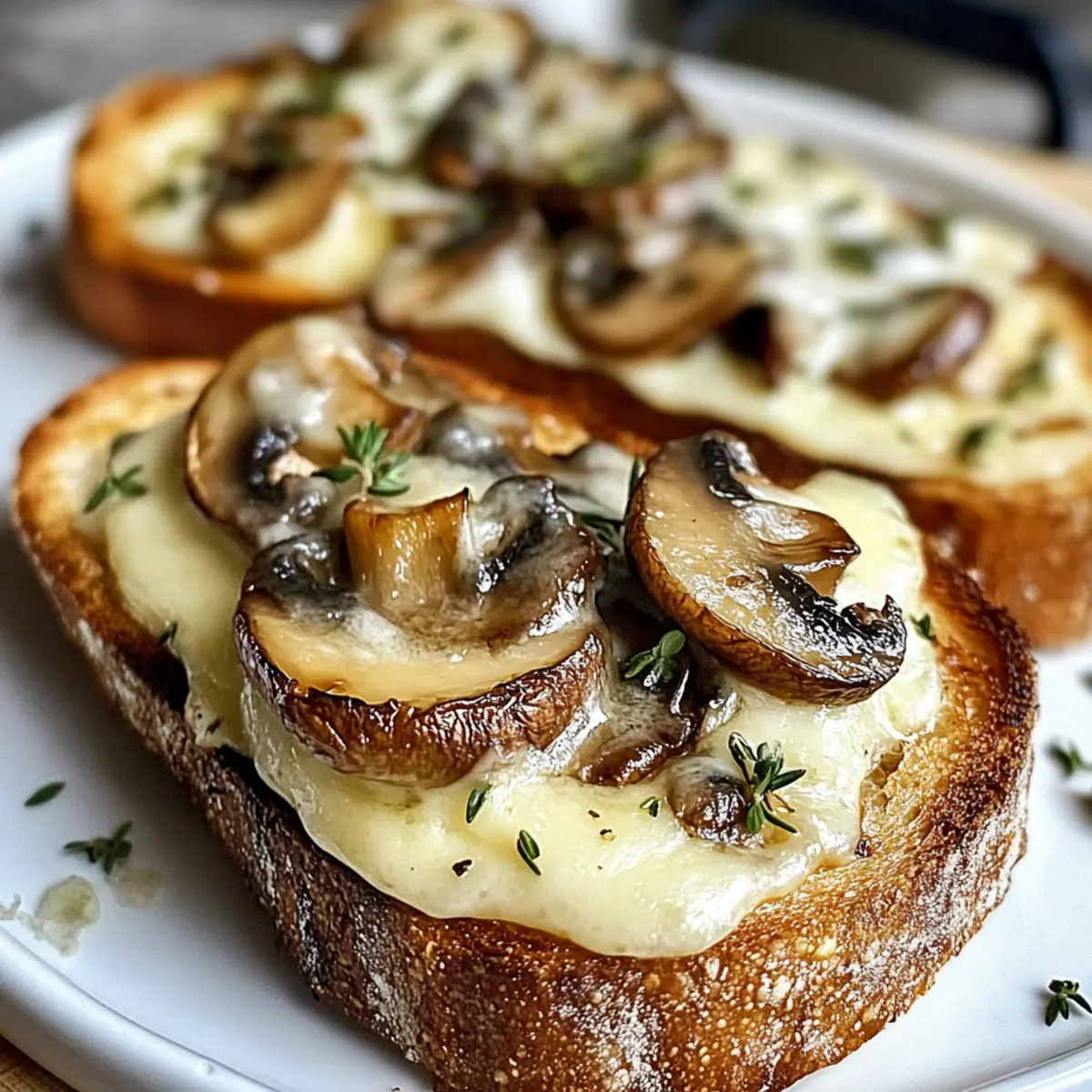 Knusprige Käse-Champignon-Knoblauch-Toasts rezept