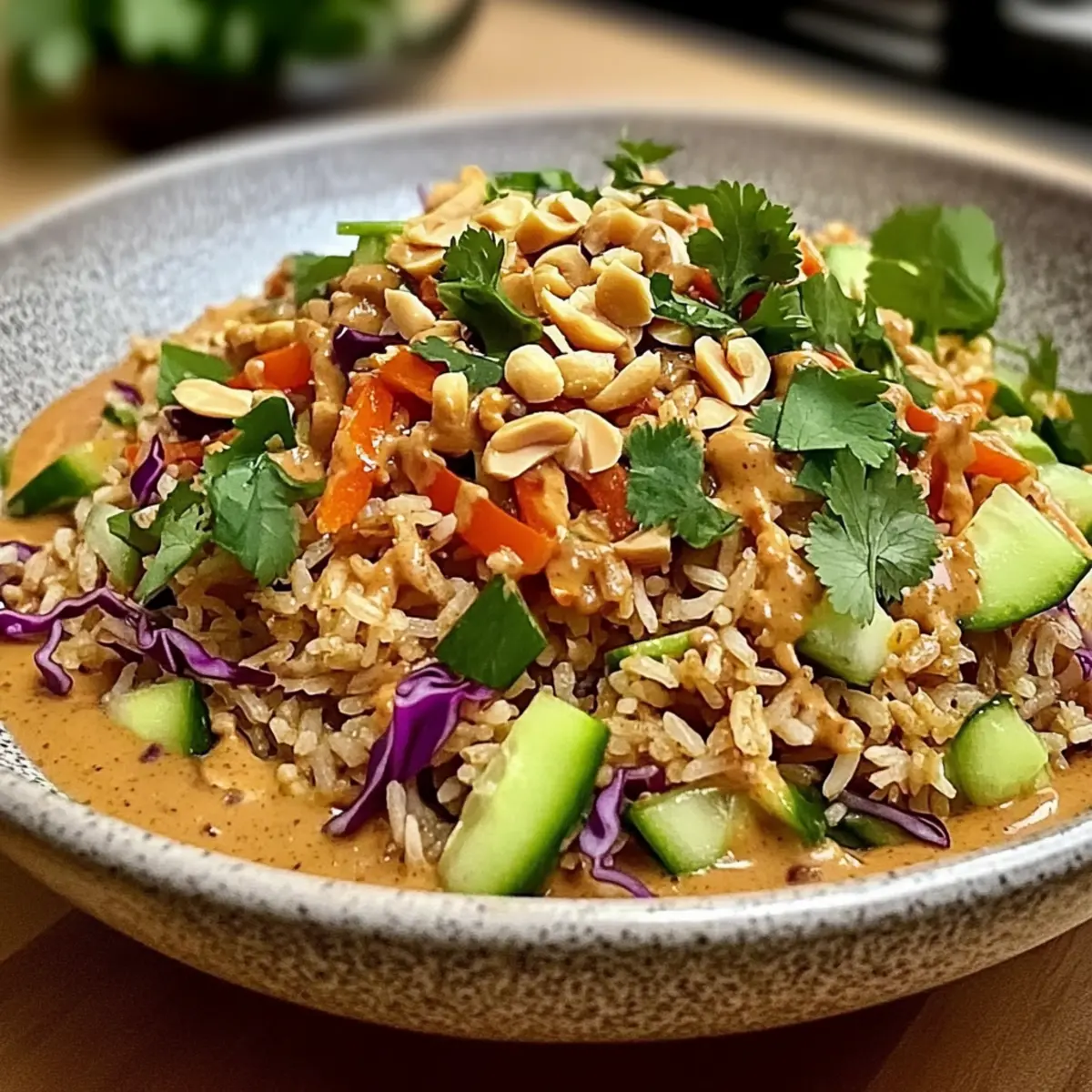 Knuspriger Satay-Reis-Salat in 15 Minuten