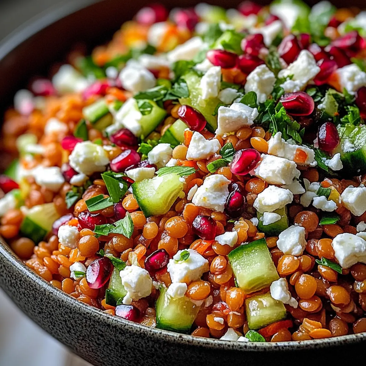 Orientalischer Rote Linsen Salat mit Feta für echte Genießer