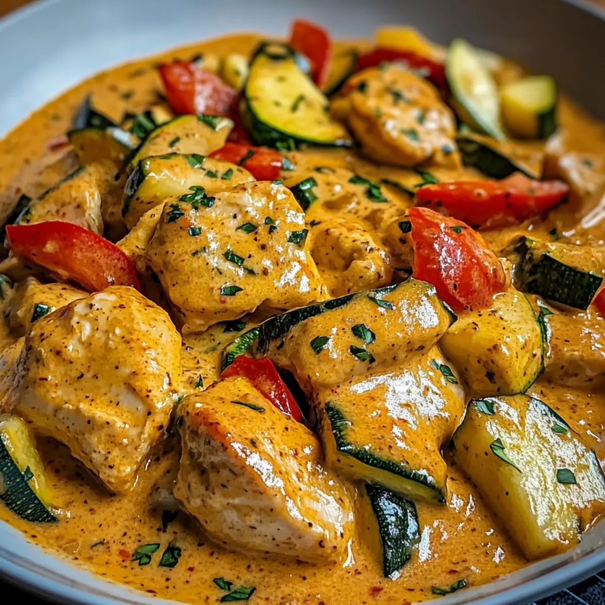 Paprika-Zucchini-Sahne-Hähnchen schnell genießen