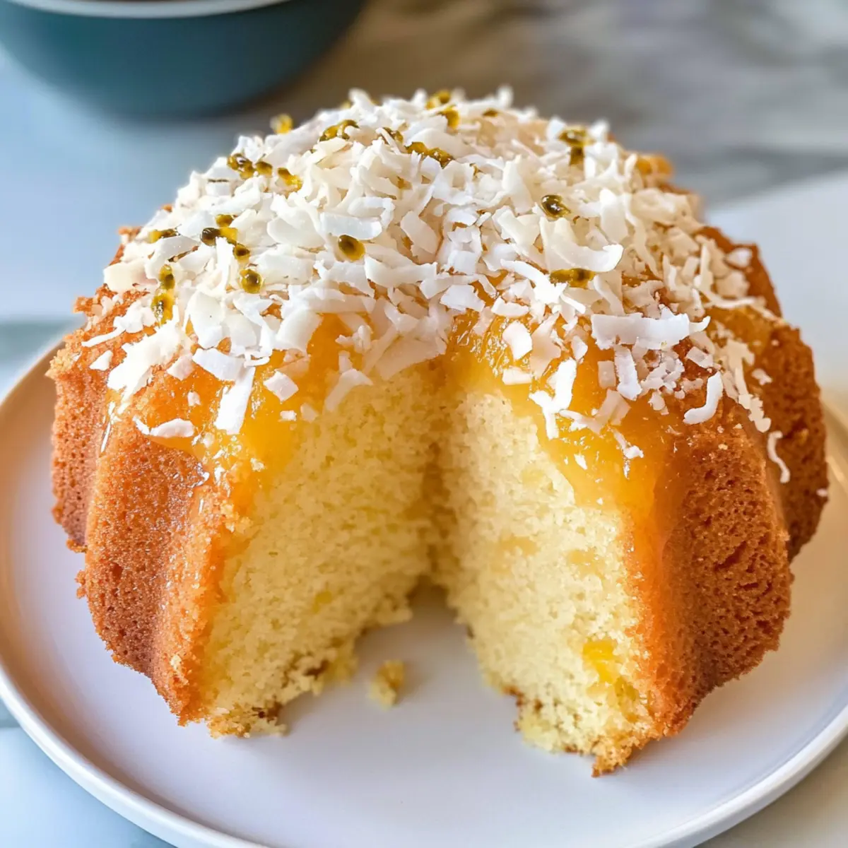 Passionsfrucht Kokosnuss Gugelhupf Kuchen für Sommerfreuden