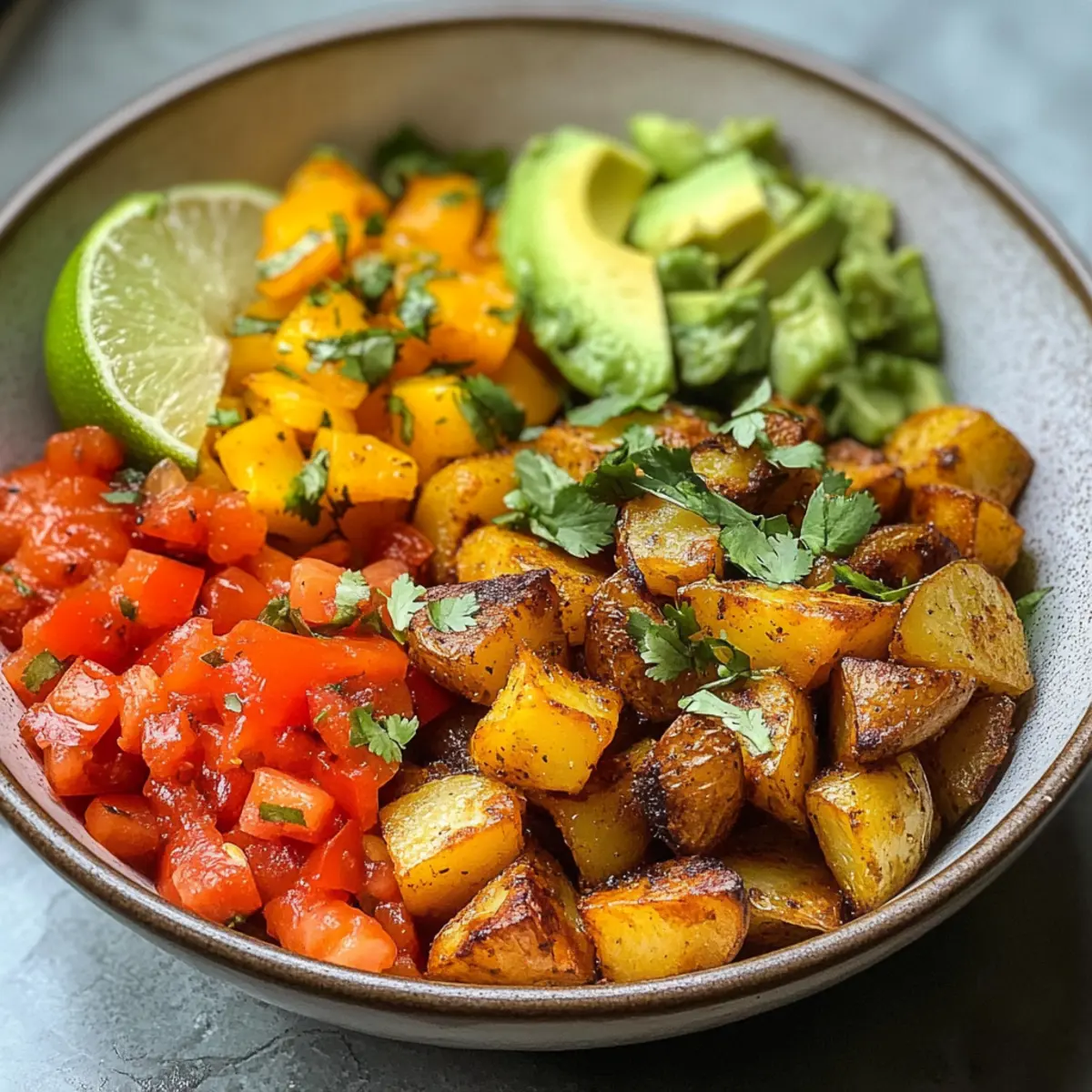 Schnelle Kartoffel Taco Schüssel Mahlzeit Vorbereitung