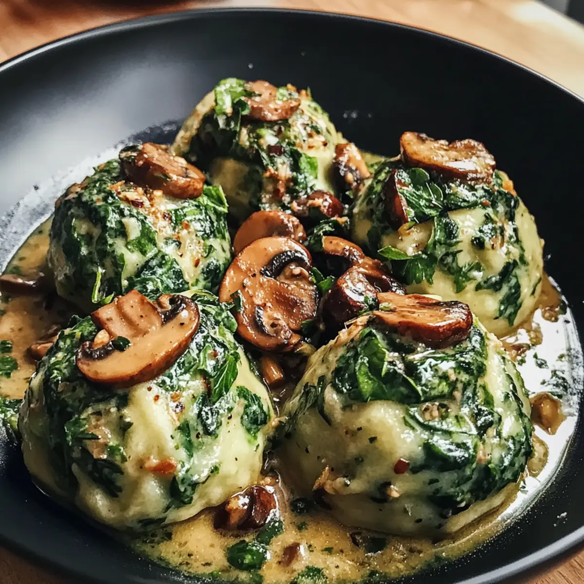 Spinatknödel mit Pilzragout: Einfach und Lecker