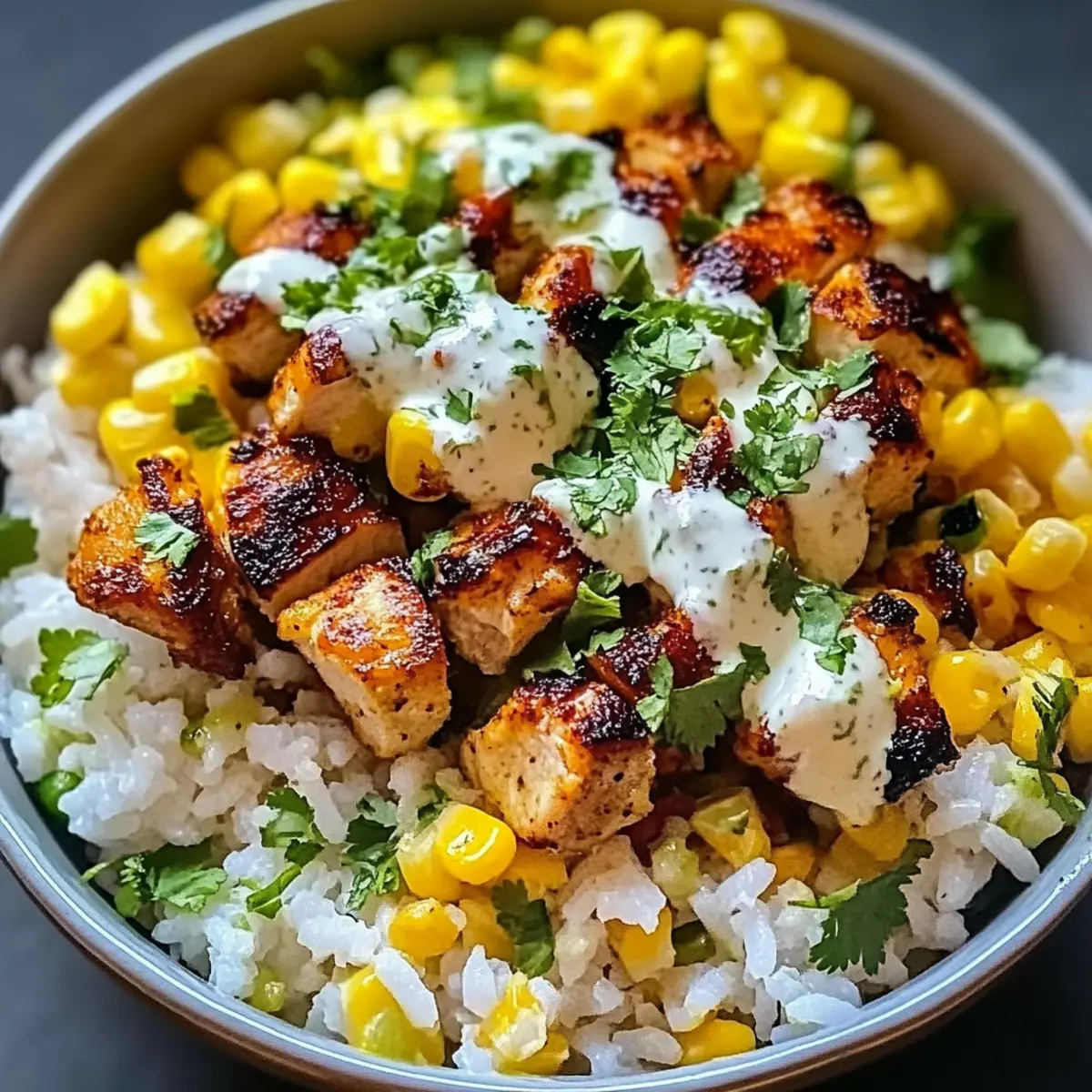 Straßenmais Hähnchen Reis Schüssel für jeden Tag