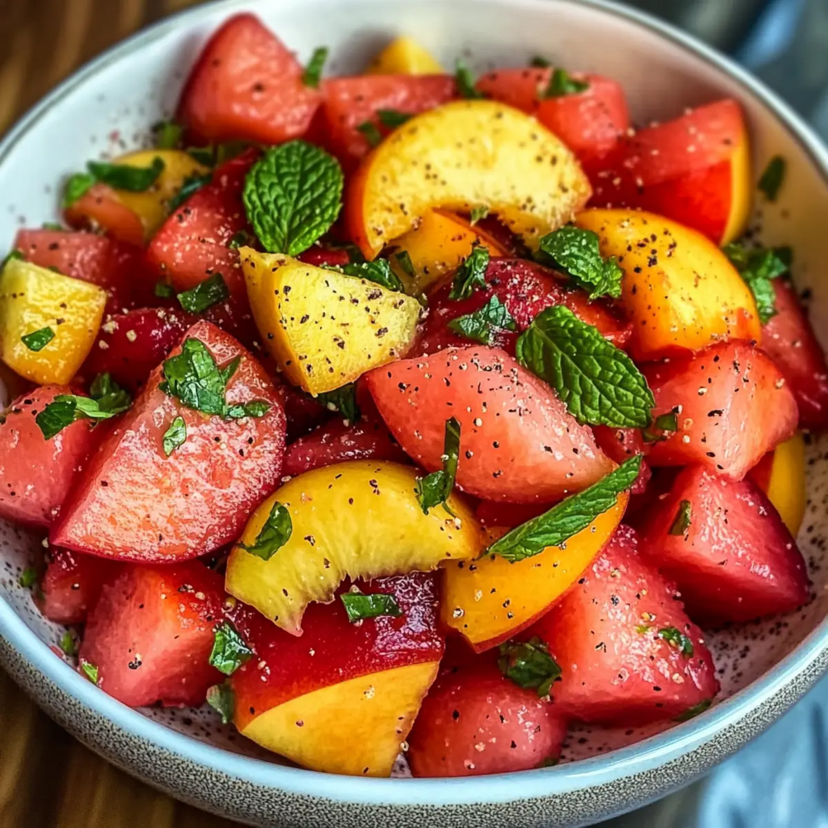 Sommerpfirsich-Wassermelonensalat für heiße Tage