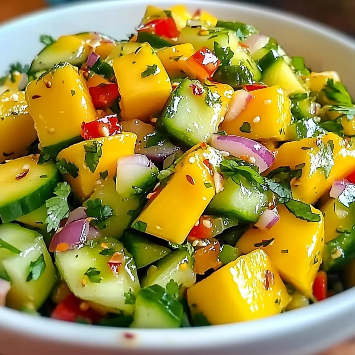 Thailändischer Mango-Gurkensalat für erfrischende Momente