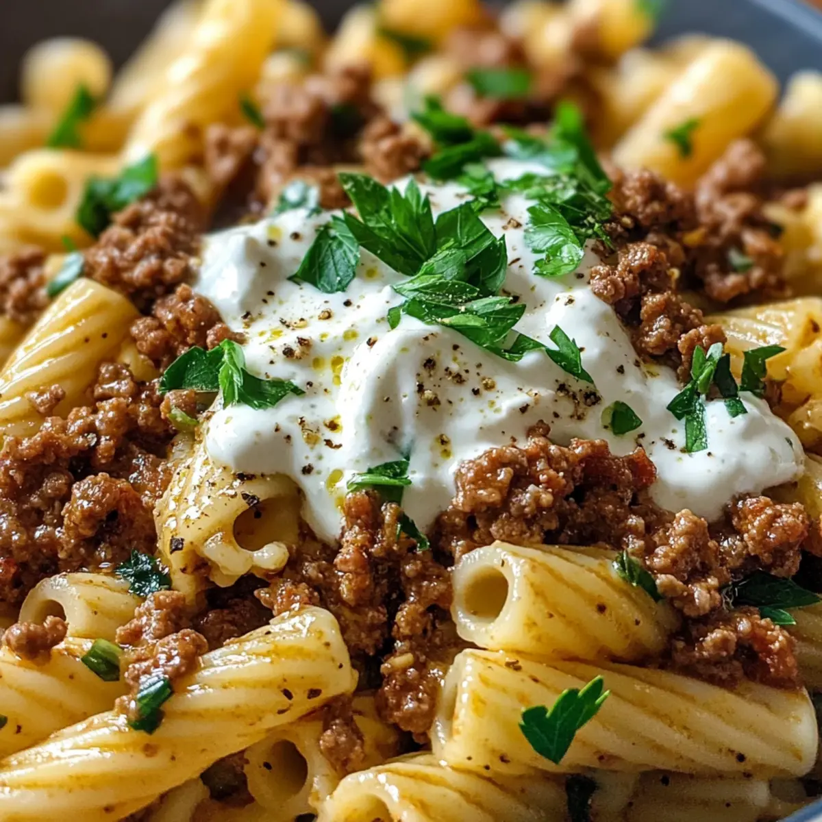 Köstliche Türkische Pasta mit Hackfleisch und Joghurt-Sauce