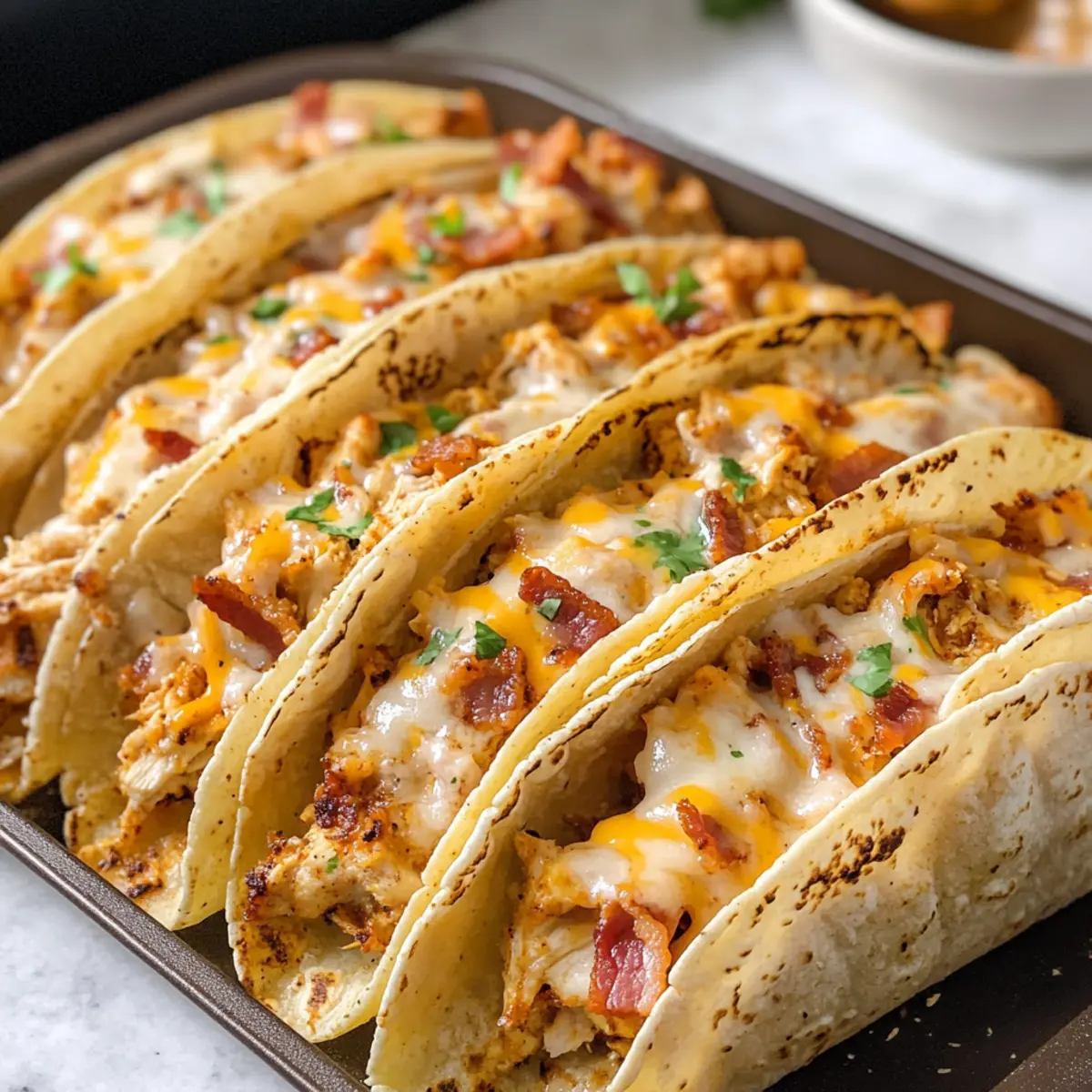 Beste gebackene Hühnchen-Bacon-Ranch-Tacos für die Familie