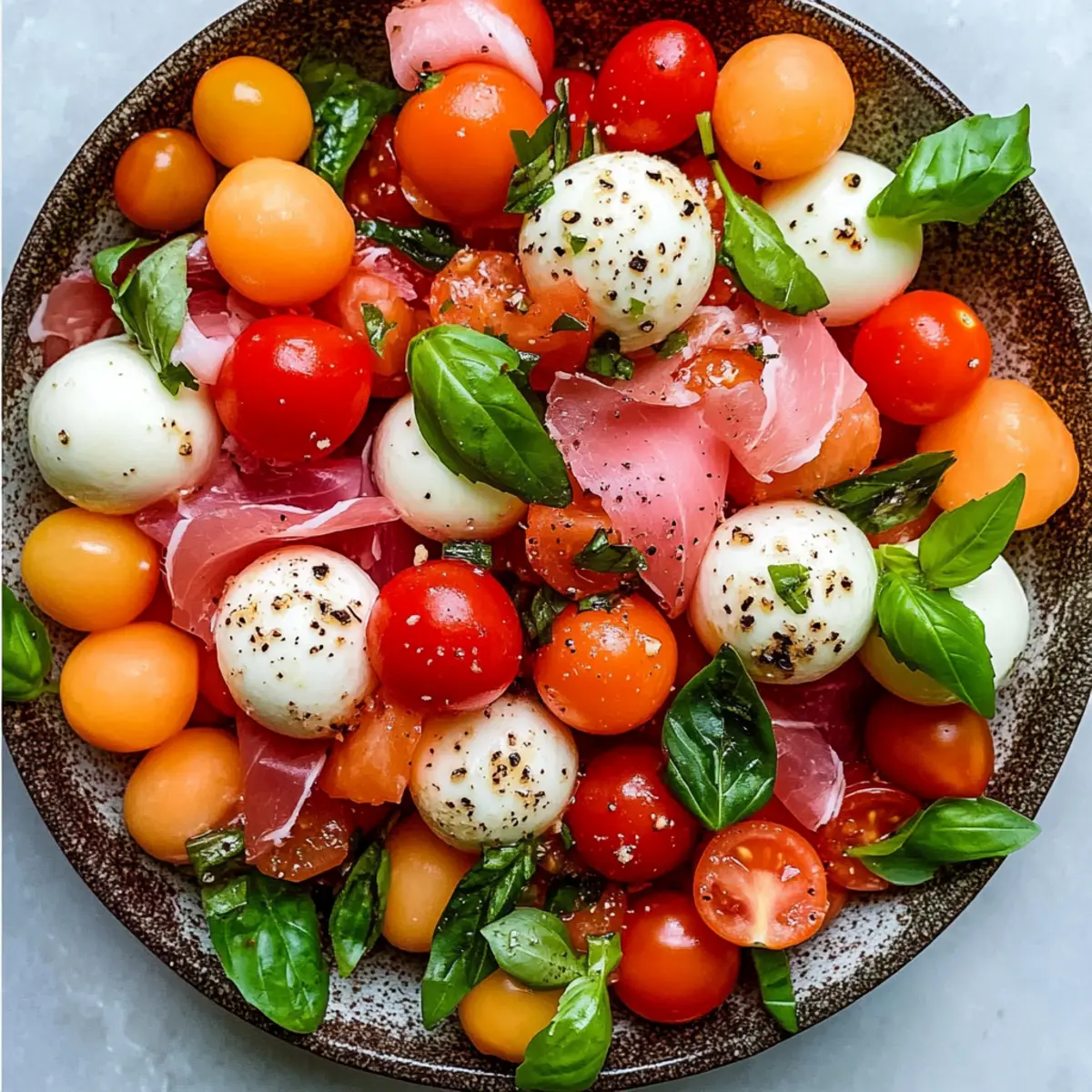 Caprese-Melonen-Salat mit Prosciutto und Mozzarella