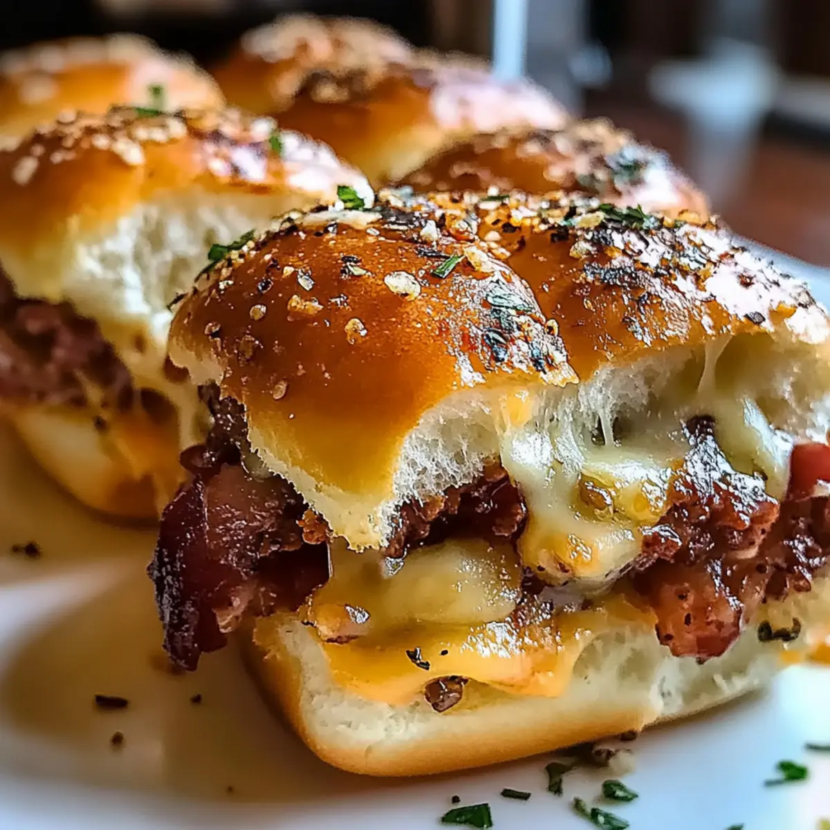 Käseüberbackene italienische Grinder-Slider Genuss