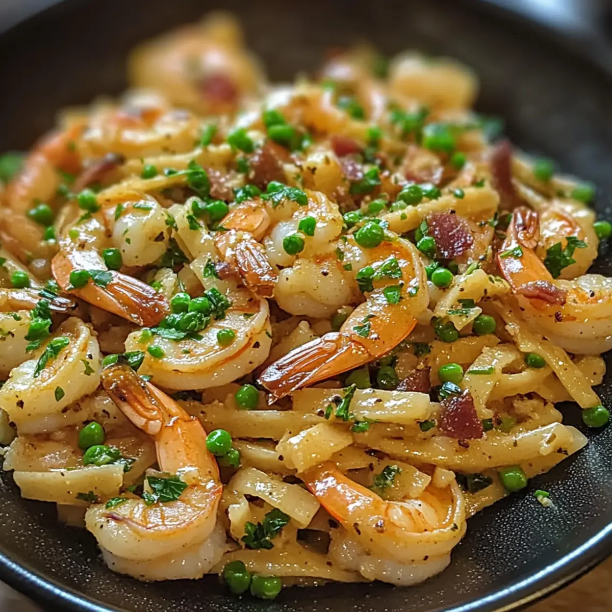 Cremige Bacon- und Erbsenpasta für ein schnelles Dinner