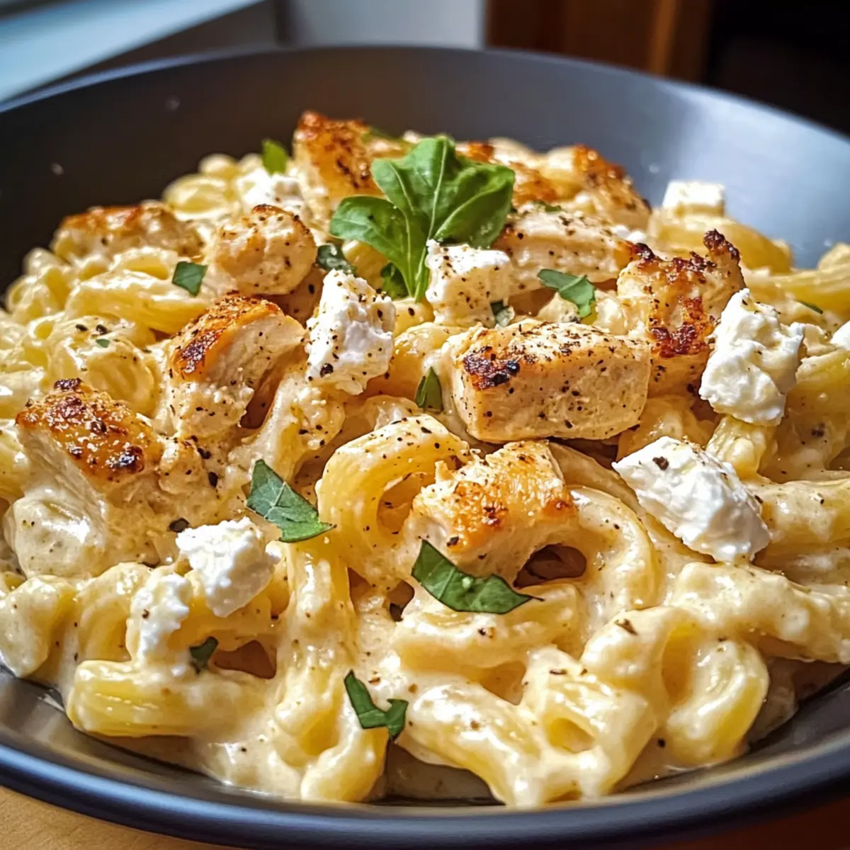 Cremige Hähnchen Feta Pasta für schnelles Wohlfühlessen