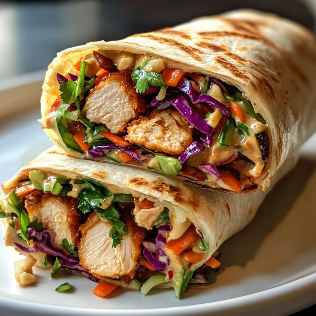 Knusprige Thai-Hühnchen-Wraps mit asiatischer Coleslaw