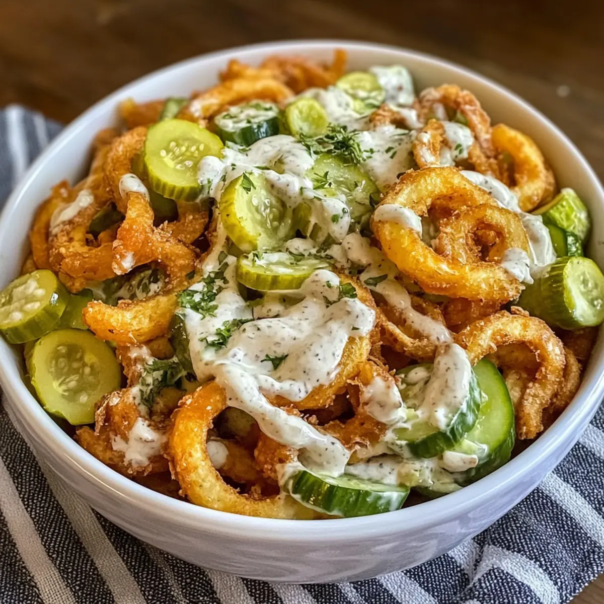 Curly Fries Salat mit cremigem Dressing für echten Genuss