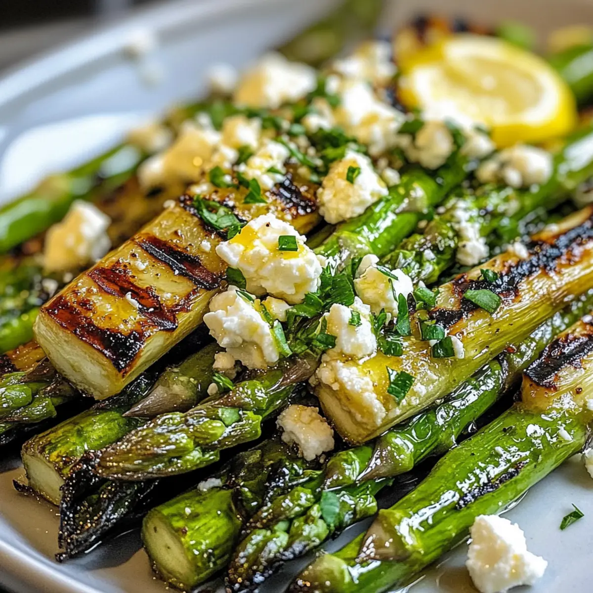 Gegrillter Spargel mit Zitrone und Feta genießen