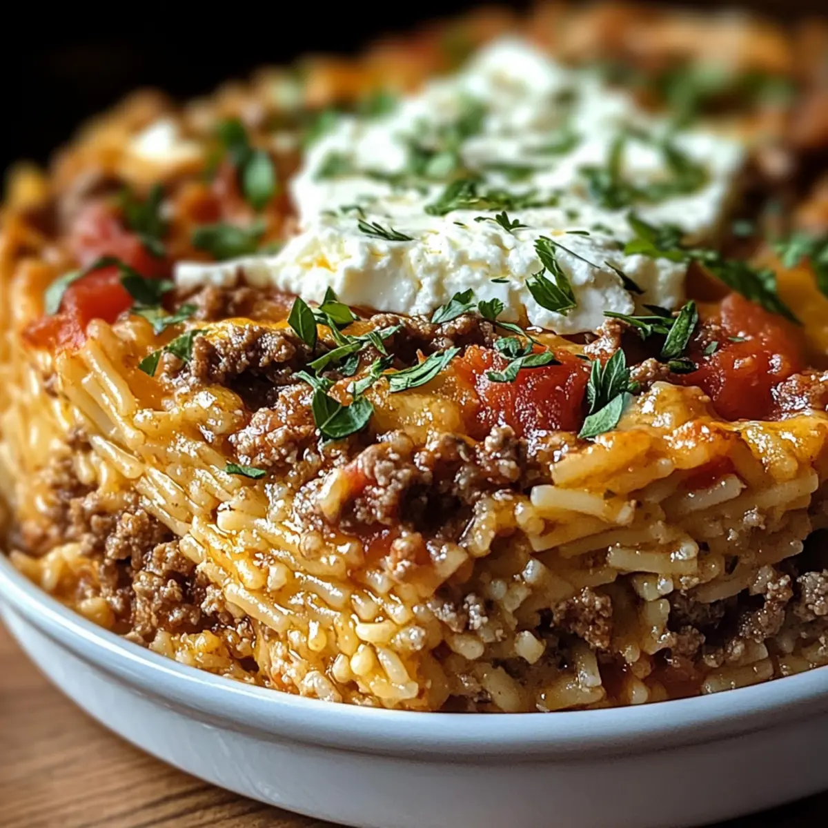 Griechischer Kritharaki-Hackauflauf mit Feta zubereiten