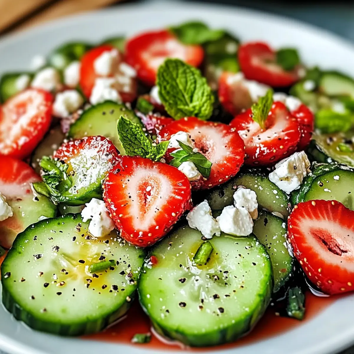 Gurken Erdbeersalat für heiße Sommertage