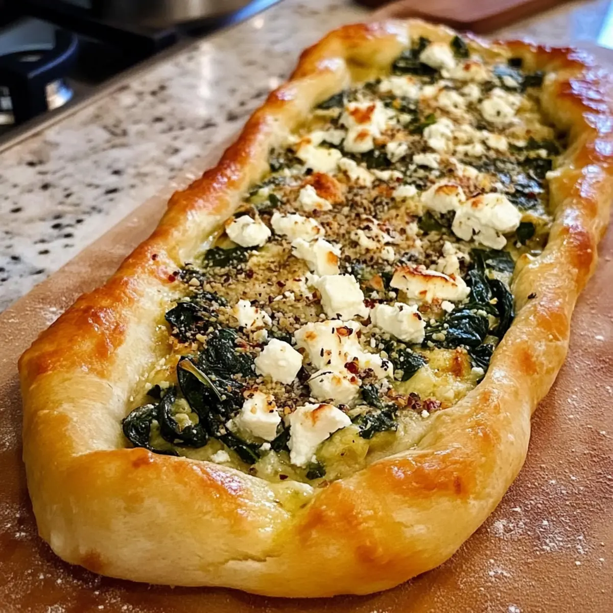 Hochprotein Pide-Rezept mit Spinat und Feta