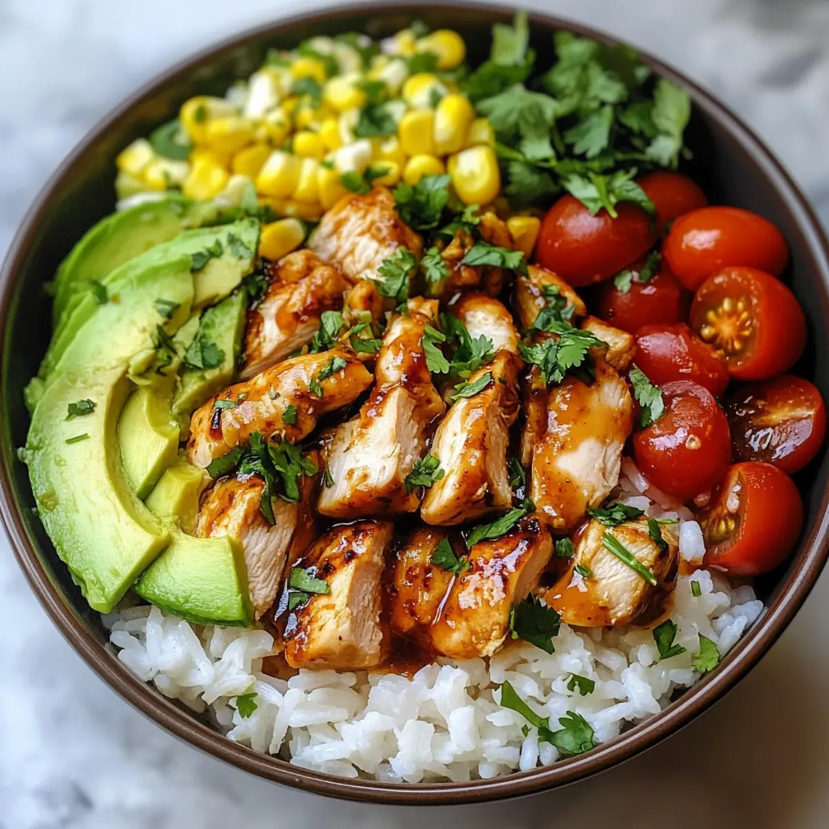 Honig-Limetten-Hühnchen und Avocado-Reis-Schüssel zum Verlieben