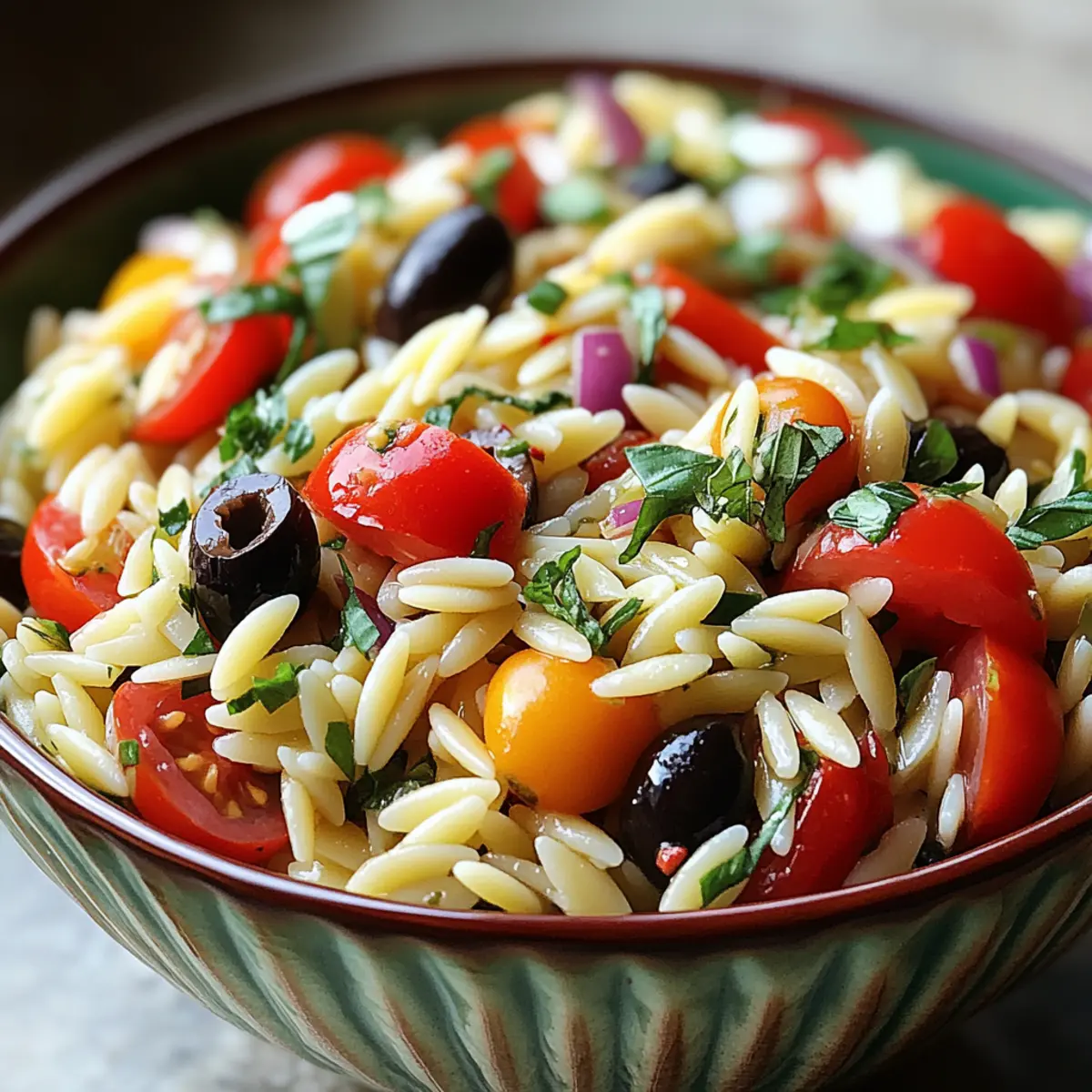 Italienischer Orzo-Nudelsalat mit frischen Zutaten