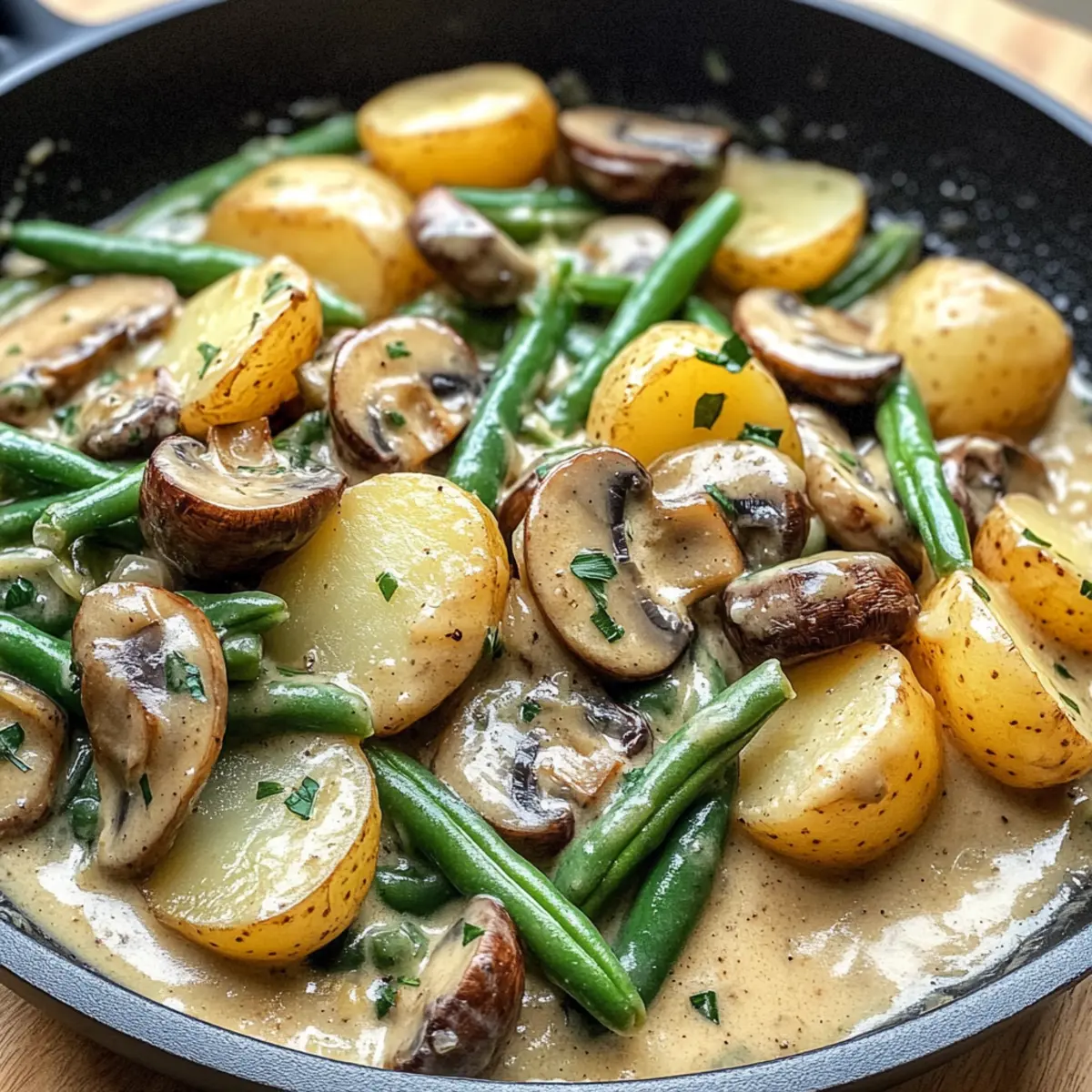 Kartoffel-Pilz-Pfanne mit Bohnen: Herzhaft und Vegan