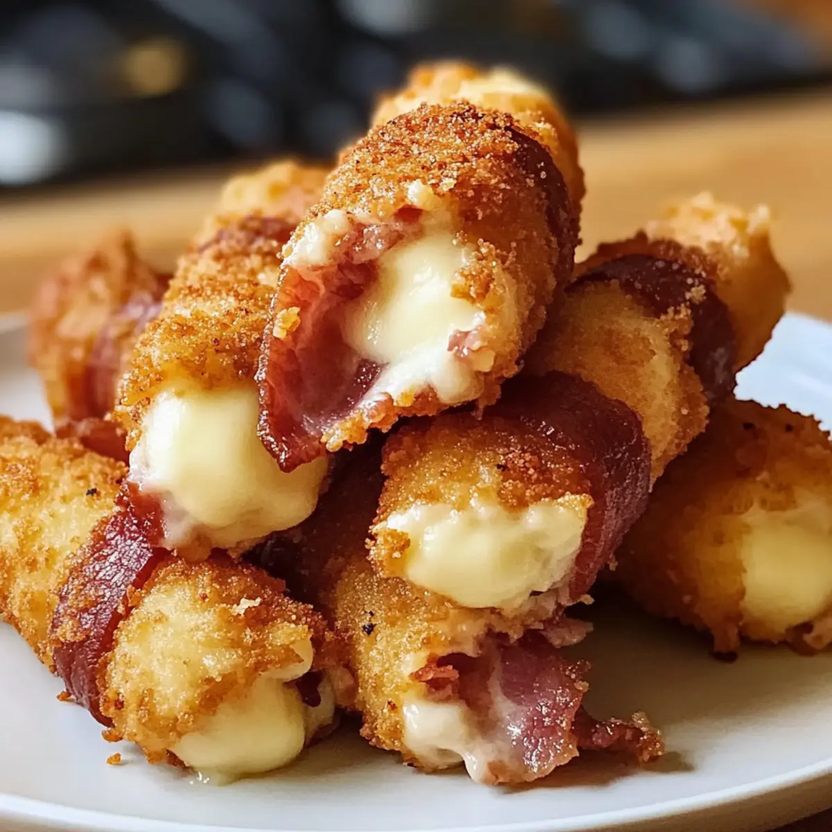 Knusprige Speck-Mozzarella-Sticks für den Snack-Hunger