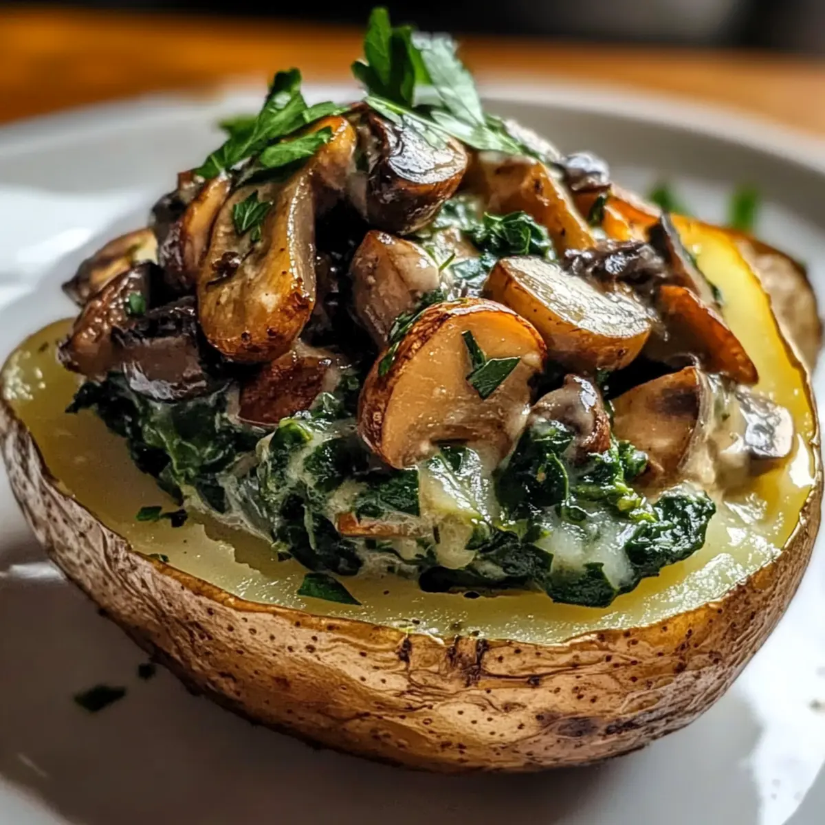Ofenkartoffeln mit Pilz-Spinat-Füllung geniessen