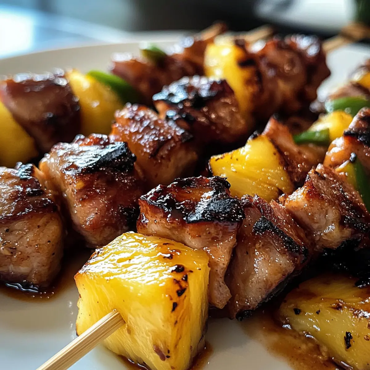 Ananas BBQ Schweinefleisch Spieße leicht gemacht