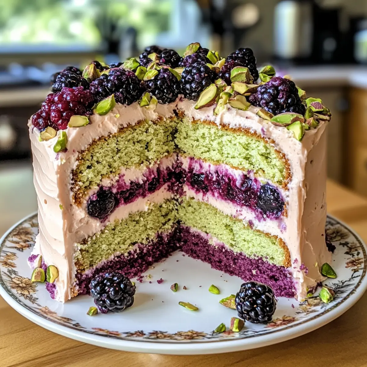 Pistazien- und Brombeer-Olivenölkuchen für jeden Anlass