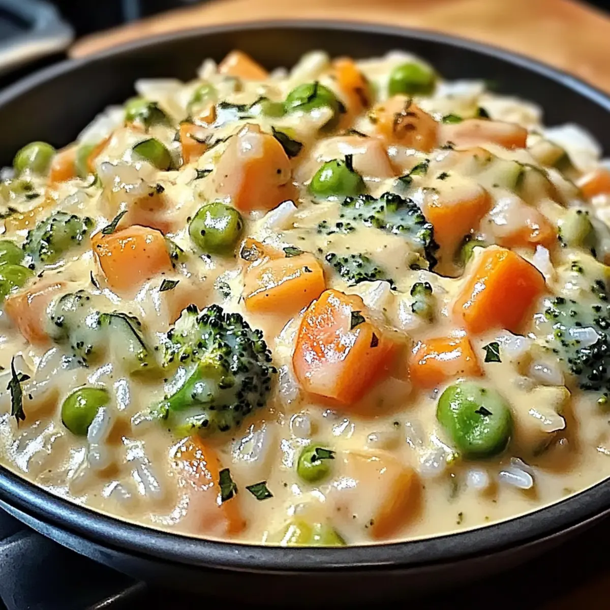 Reis mit Gemüse-Frischkäse-Sauce ganz einfach gemacht