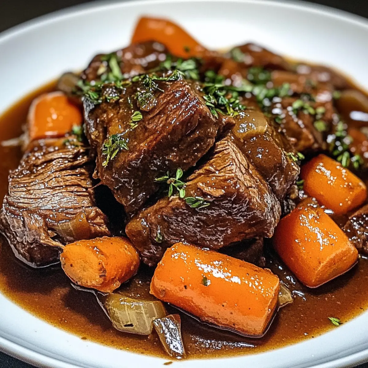 Sonniger Schmorbraten mit reichlich Sauce für Genießer