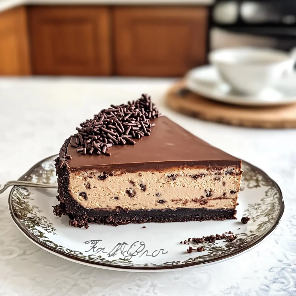 Stracciatella-Käsekuchen mit Schokoladenkruste