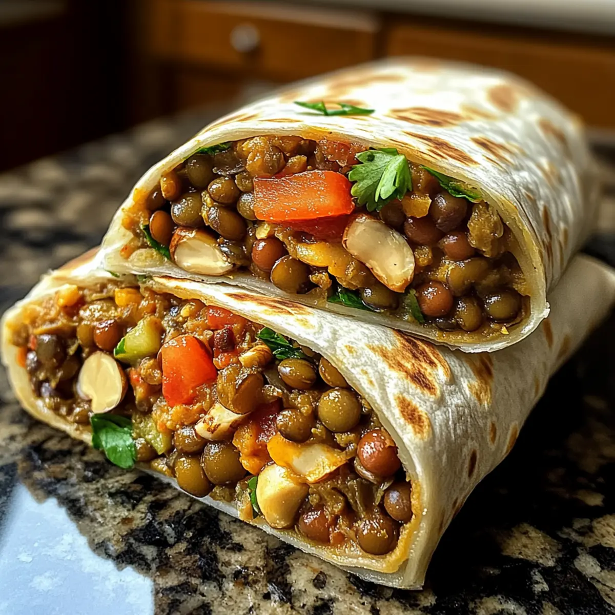 Vegetarische Burritos mit Linsen und Walnüssen schnell zubereitet