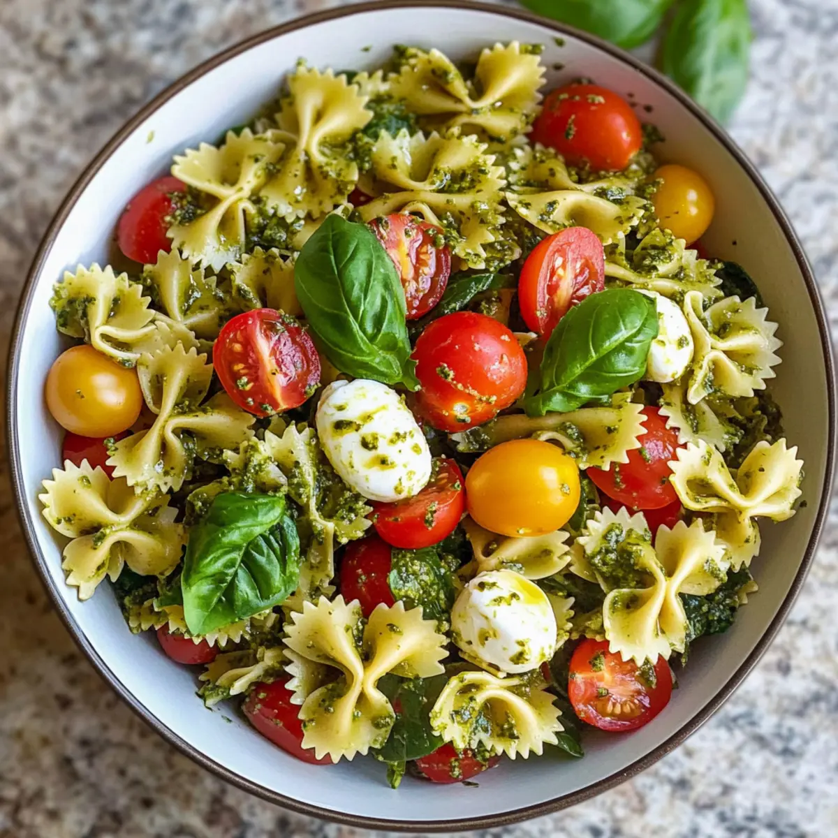 Fliegende Pasta Salat mit frischen Zutaten