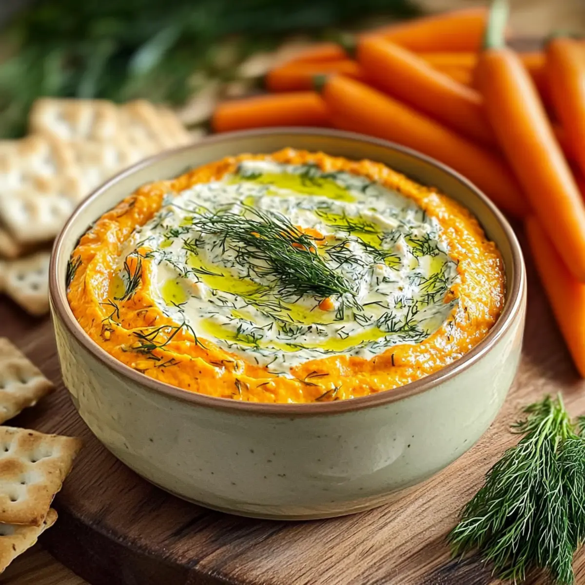Cremiger Karotten Dill Dip für jeden Anlass