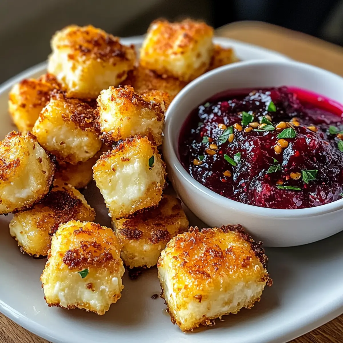 Knusprige Halloumi- und Feta-Bissen mit Dip
