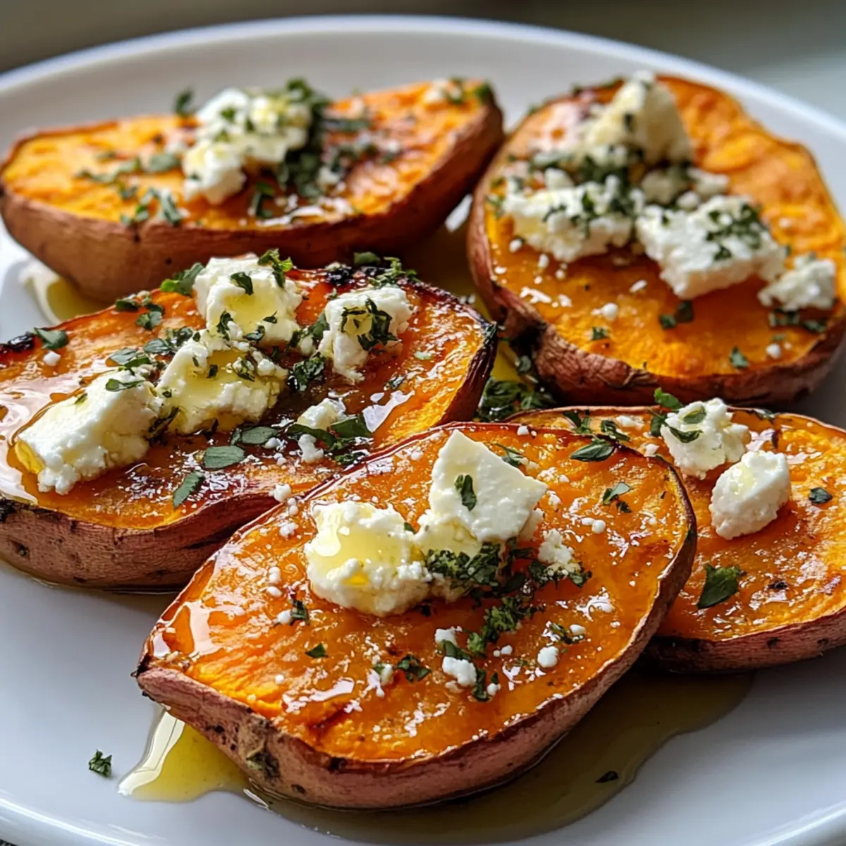 Gebackene Süßkartoffeln mit Honig und Feta lecker geniessen